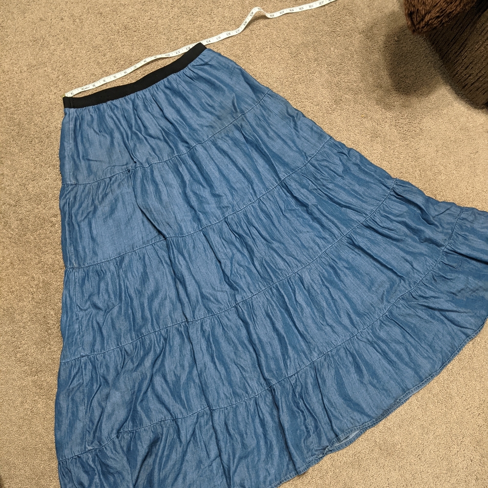 Blue Maxi A-Line Tiered Skirt